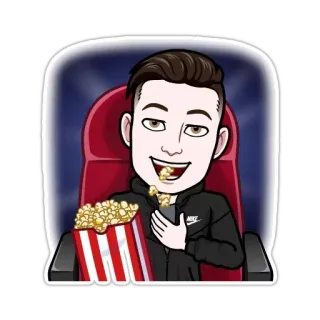 🥡 popcorn, film, mangiare, seduto, avatar telegram sticker