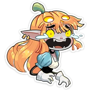 😱 calabaza, halloween, lindo, lágrimas, dibujos animados, pegatina, monstruo, fantasía telegram sticker