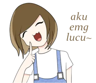 😄 aku emg lucu~ mignon, fille, dessin animé, adorable, joyeux telegram sticker