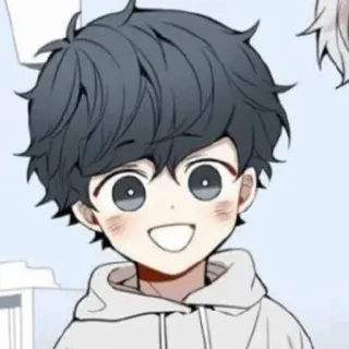 🥺 Anime, Chico, Dibujos animados, Lindo, Kawaii, Retrato, Sonriendo, Webtoon telegram sticker