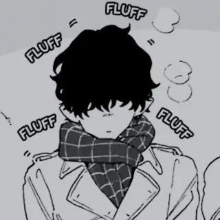 👁‍🗨 FLUFF Anime, Garçon, Écharpe, Hiver, Mignon telegram sticker