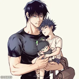 🖤 Anime, Manga, Uomo, Bambino, Padre, Famiglia whatsapp sticker