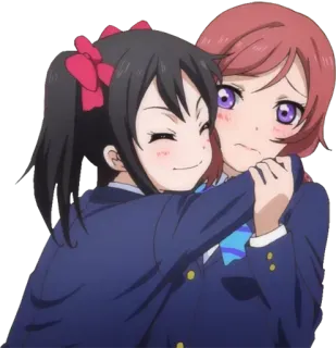 😳 อนิเมะ, Love Live, น่ารัก, เพื่อน, ผู้หญิง, มิตรภาพ, กอด, LGBT telegram sticker