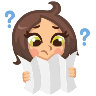 ❓ pergunta, mapa, confuso, desenho animado, mulher, perdido telegram sticker