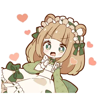 🥰 Anime, Niedlich, Chibi, Kawaii, Herzen, Mädchen, Bärenohren whatsapp sticker