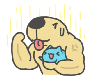 💪 chien, chat, muscles, dessin animé, animal, animal de compagnie whatsapp sticker