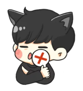 ❌ Anime, Telinga kucing, Kartun, Negatif, Tidak, Tanda silang, Chibi, Kawaii whatsapp sticker