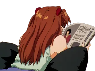 📖 Asuka Langley Soryu Neon Genesis Evangelion Anime, Cartoon, Mädchen, Zeitung, Lesen telegram sticker