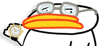 😐 duck, time, watch, cartoon, glasses telegram sticker