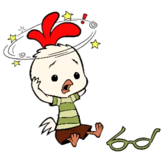 ✨ Chicken Little Cartoon, Huhn, Animiert, Verletzt, Sterne telegram sticker