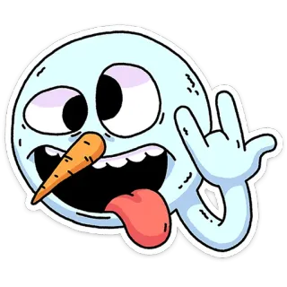🤟 snowman, cartoon, sticker, winter, tongue, rock on telegram sticker