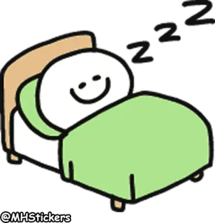 😴 @MHStickers bed, slaap, blij, cartoon, ontspannen, schattig whatsapp sticker