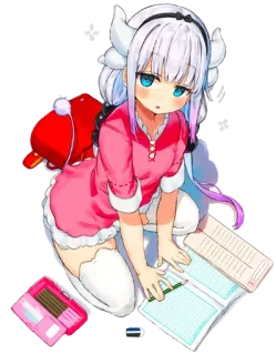 😳 Kanna Kamui Miss Kobayashi's Dragon Maid Anime, Kanna Kamui, Dragon Maid, Fofo, Escola, Estudando, Mangá whatsapp sticker