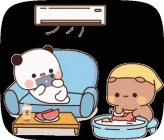 😃 Desenho animado, Panda, Urso, Lavando roupa, Relaxado telegram sticker