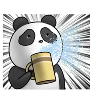 👻 Panda, Bebiendo, Taza, Lindo, Dibujos animados, Animal whatsapp sticker