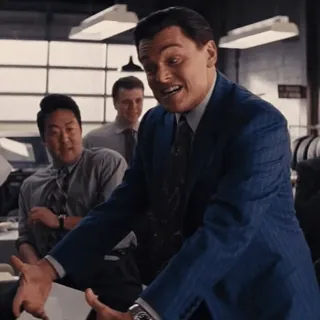 🤬 Leonardo DiCaprio The Wolf of Wall Street movie, DiCaprio, business, finance, party telegram sticker