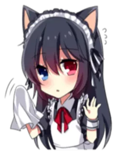 🙃 Anime, Hầu gái, Tai mèo, Chibi, Dễ thương, Kawaii telegram sticker