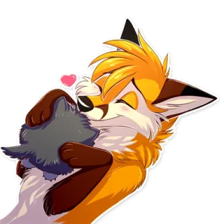 💕 renard, furry, mignon, dessin animé, animal, câlin, amour, coeur telegram sticker