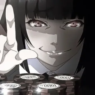 🃏 Yumeko Jabami Kakegurui 动漫, 赌博, 狂赌之渊, 蛇喰梦子, 竖中指, 冒犯性手势 telegram sticker
