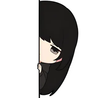 🫣 anime, manga, cute, chibi, girl, black hair, character telegram sticker