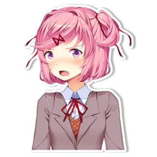 😡 Natsuki Doki Doki Literature Club! Аниме, Манга, Милый, Злой, Розовые волосы whatsapp sticker