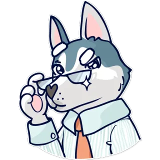 👔 perro, husky, animal, sticker, personaje, gafas, negocios telegram sticker