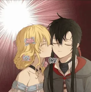 💗 CHU beso, anime, manga, romance, lindo, pareja, amor, dibujos animados whatsapp sticker