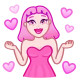 😄 wanita, hati, merah muda, cinta, kartun telegram sticker