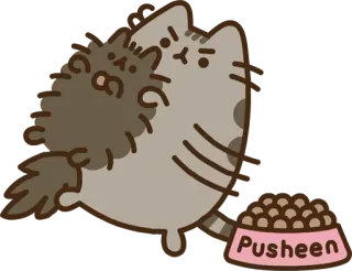 🚓 Pusheen Katze, Cartoon, Essen, süß, Sticker telegram sticker