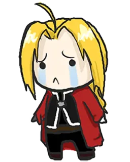 😭 Edward Elric Fullmetal Alchemist anime, manga, crying, sad, Fullmetal Alchemist, Edward Elric, chibi telegram sticker