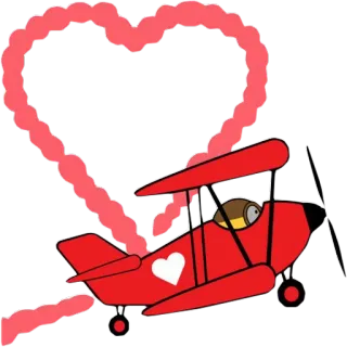 ❤ 飛行機, 複葉機, ハート, 愛, ロマンス, 漫画, 乗り物, 飛行 telegram sticker