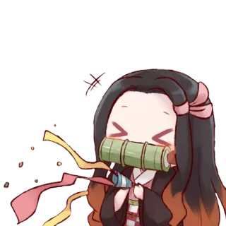 🥳 Nezuko Kamado Demon Slayer 애니메이션, 귀멸의 칼날, 네즈코, 귀여운, 만화, 카마도 네즈코 telegram sticker
