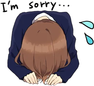 😓 I'm sorry... przeprosiny, przepraszam, anime, ukłon, żałuję telegram sticker
