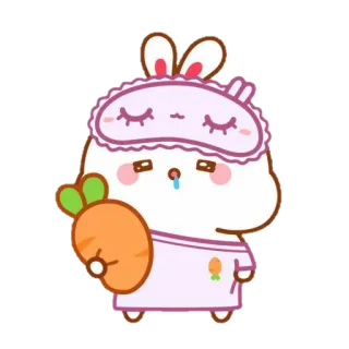 🐰 토끼, 바니, 수면 안대, 당근, 만화, 귀여운, 스티커 telegram sticker