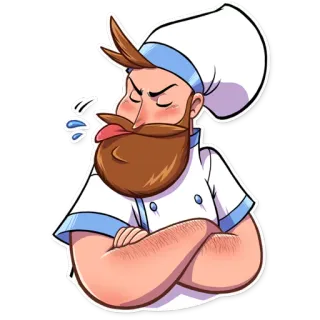 😝 chef, cartoon, cook, angry, professional, kitchen, beard telegram sticker