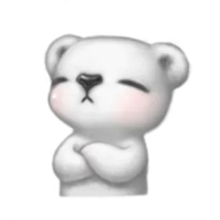 😑 oso, lindo, animal, dibujo animado, blanco, peluche telegram sticker