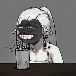 😂 ミーム, ペペ, 飲酒, 漫画, ネットミーム, カエル, 顔, マスク telegram sticker