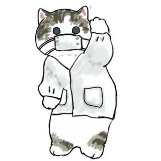 👨‍⚕ gato, máscara, animal, salud, dibujos animados whatsapp sticker