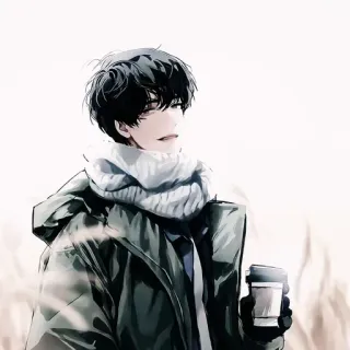 🙂 anime, art, illustration, winter, cold, jacket, portrait telegram sticker