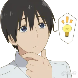 💡 Anime, Suy nghĩ, Bóng đèn, Ý tưởng telegram sticker
