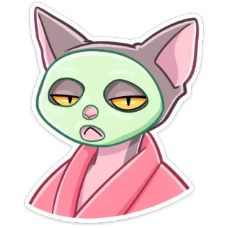 💅 cat, spa, face mask, relaxation, animal, robe, beauty, pet telegram sticker