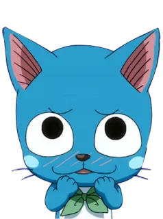 🙊 Happy Fairy Tail feliz, conto de fadas, anime, gato, fofo, azul telegram sticker