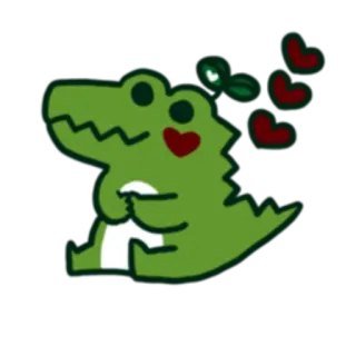 😘 cá sấu, động vật, hoạt hình, dễ thương, cá sấu, trái tim, kawaii telegram sticker