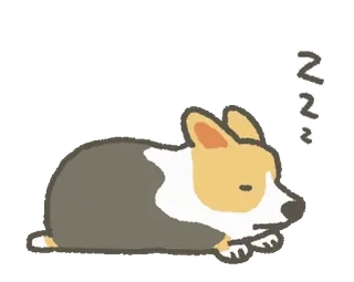 😴 hond, corgi, slaap, dier, huisdier, cartoon whatsapp sticker