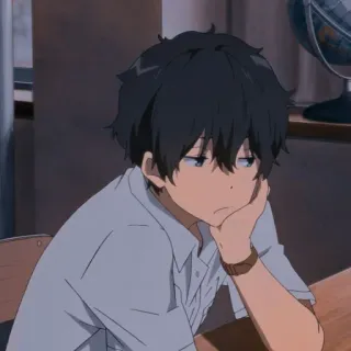 🍪 anime, boy, school, tired, bored, student telegram sticker