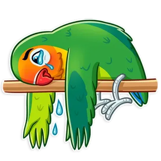 😢 앵무새, 슬픈, 울고있는, 새, 동물, 스티커 telegram sticker