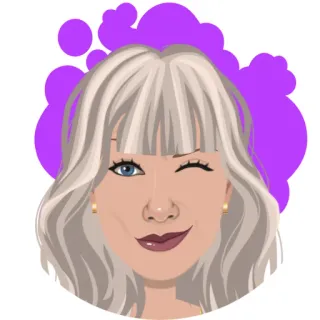 🔥 donna, avatar, persona, cartone animato, capelli biondi, che fa l'occhiolino, ritratto telegram sticker