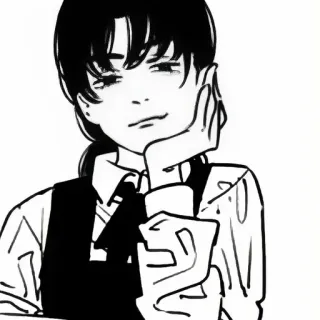 🖤 Kobeni Higashiyama Chainsaw Man Anime, Manga, Kobeni Higashiyama, Chainsaw Man, Personaggio, Bianco e nero whatsapp sticker
