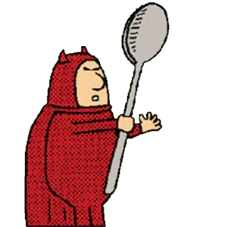 👿 devil, spoon, cartoon, red, comic telegram sticker