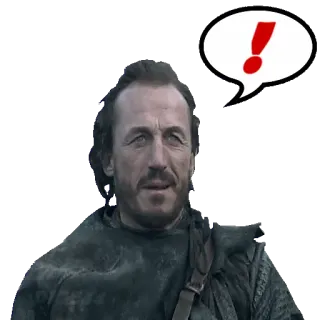 ❗️ Bronn Game of Thrones game of thrones, bronn, exclamation mark, hbo, tv series, fantasy telegram sticker